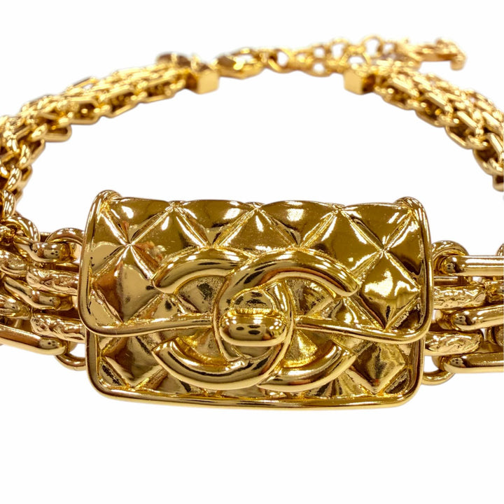 極美品☆CHANEL シャネル B23K ABB839 ココマーク マトラッセバッグモチーフ チョーカー ネックレス ゴールド イタリア製 箱・保存袋付き