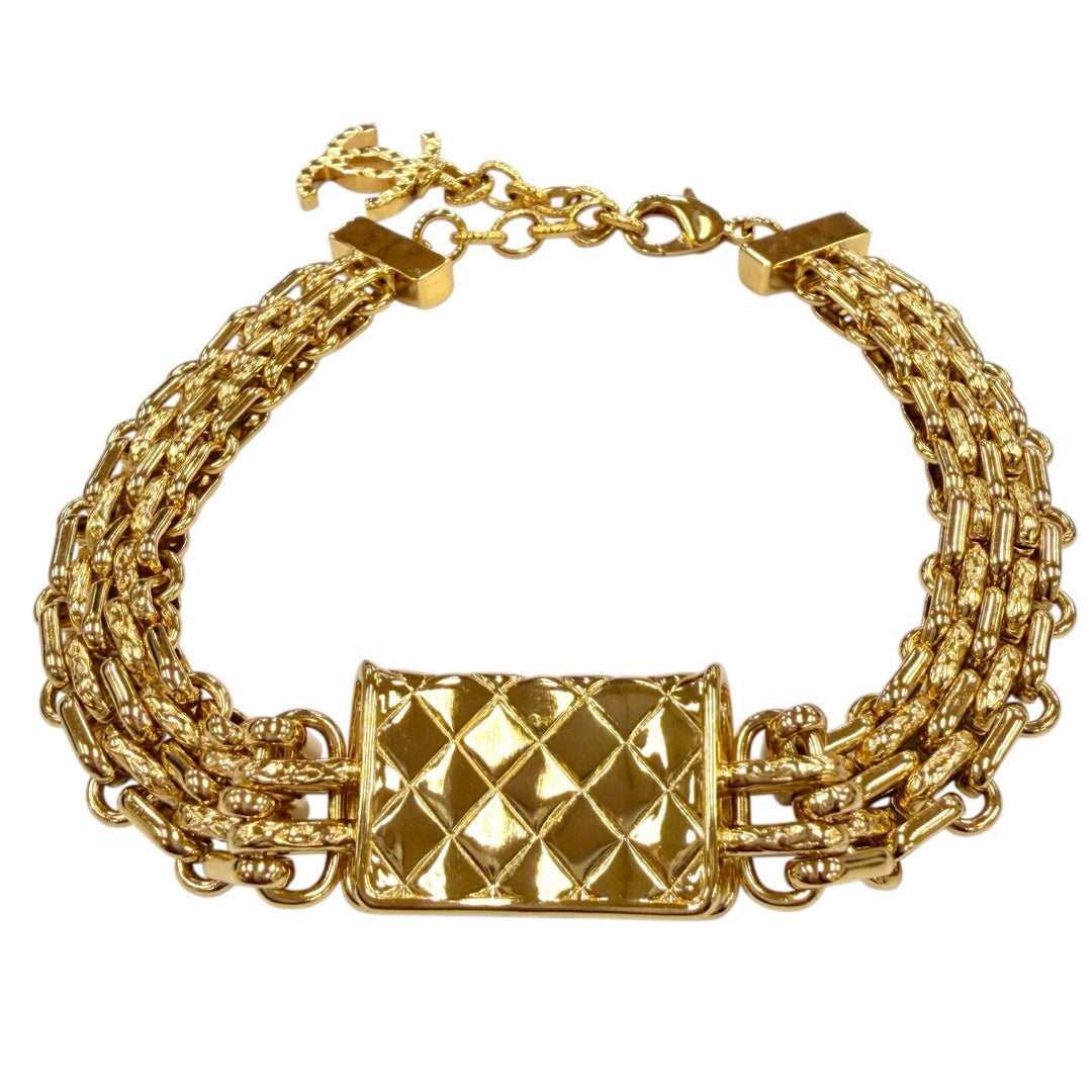 極美品☆CHANEL シャネル B23K ABB839 ココマーク マトラッセバッグモチーフ チョーカー ネックレス ゴールド イタリア製 箱・保存袋付き