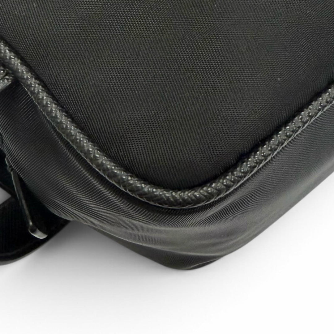 極美品▼PRADA プラダ 2NA819 ナイロン レザー トライアングルロゴ 三角プレート セカンドバッグ クラッチバッグ ブラック シルバー金具