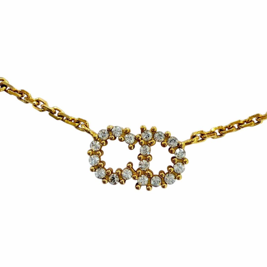 美品☆DIOR ディオール N1033CDLCY Clair D Lune クレールディリュヌ ネックレス エコパール・ラインストーン ゴールド 箱・保存袋付き