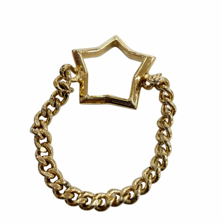 極美品☆PRADA プラダ 1IA044 真鍮 メタル スター チェーン リング 指輪 アクセサリー ゴールド JP9号相当 レディース 箱・保存袋付き