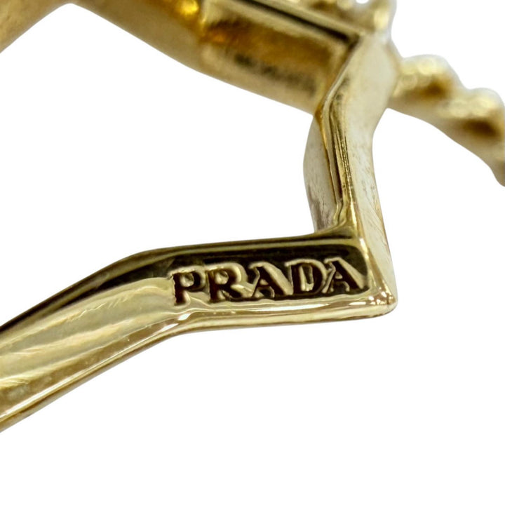 極美品☆PRADA プラダ 1IA044 真鍮 メタル スター チェーン リング 指輪 アクセサリー ゴールド JP9号相当 レディース 箱・保存袋付き