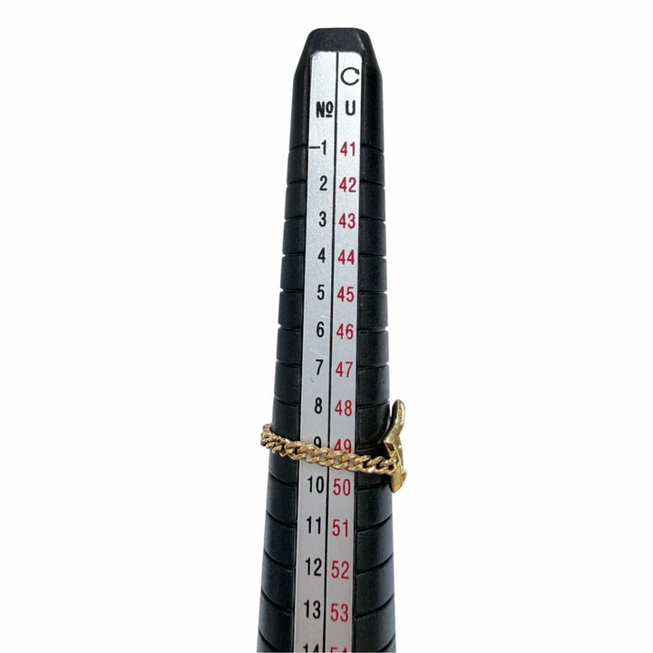 極美品☆PRADA プラダ 1IA044 真鍮 メタル スター チェーン リング 指輪 アクセサリー ゴールド JP9号相当 レディース 箱・保存袋付き