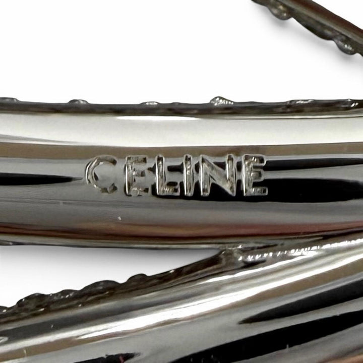極美品★CELINE セリーヌ 461GW6BZ トリオンフ ラインストーン リボン ボウヘアクリップ ヘアアクセサリー シルバー 伊製 箱・保存袋付き