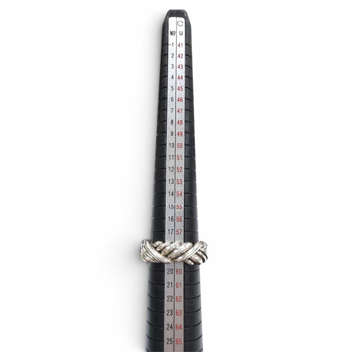美品▼BOTTEGAVENETA ボッテガヴェネタ 838190 AG925 イントレチャート リング 指輪 シルバー JP19号 イタリア製 メンズ 箱・保存袋付き