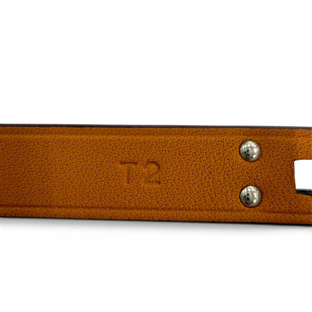 極美品☆HERMES エルメス ミニ ケリー ドゥブルトゥール ブレスレット スイフト エトゥープ シルバー金具 T2 K刻印 仏製 箱・保存袋付