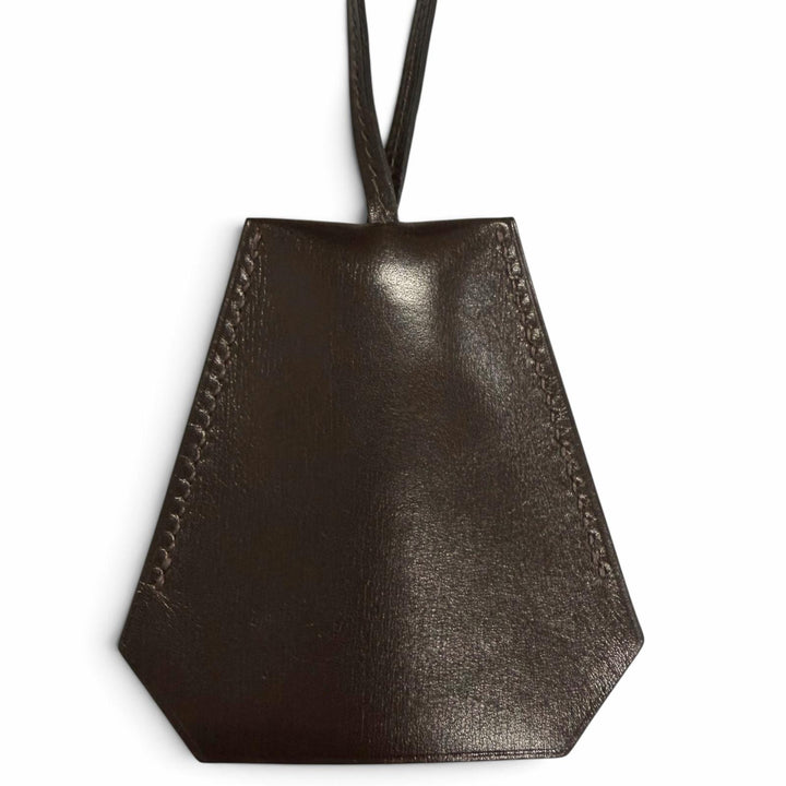 美品□HERMES エルメス ボックスカーフ マルジェラ期 ラージ クロシェット ネックレス ダークブラウン □G刻印 フランス製 メンズ