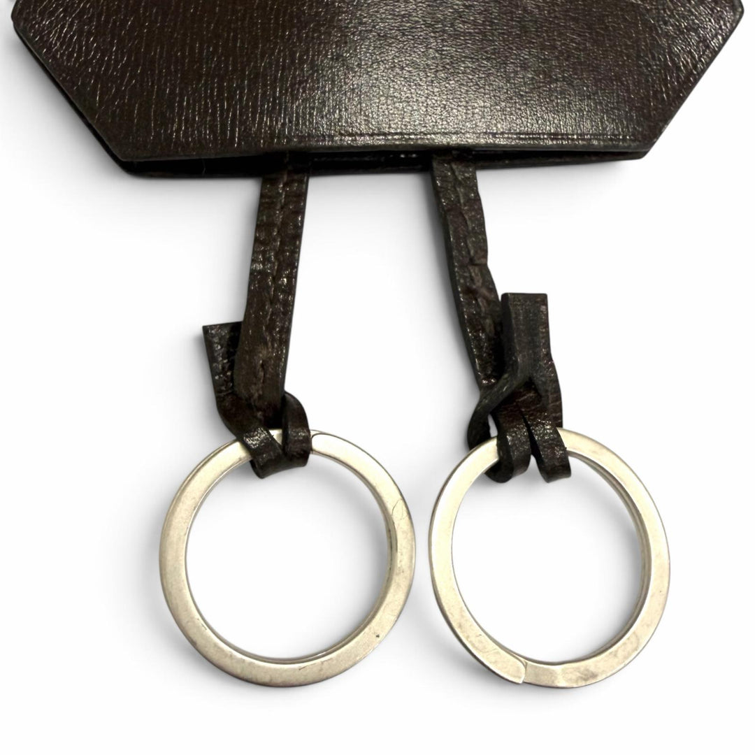 美品□HERMES エルメス ボックスカーフ マルジェラ期 ラージ クロシェット ネックレス ダークブラウン □G刻印 フランス製 メンズ