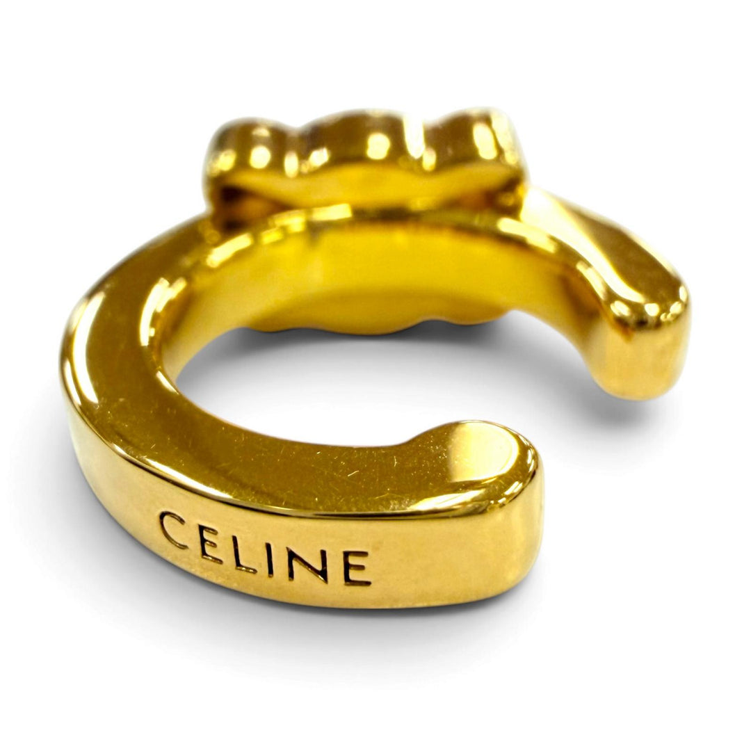 極美品☆CELINE セリーヌ 461DC6BZI トリオンフ スパークル イヤーカフ ストラス ラインストーン イヤリング ゴールド 保存袋付き