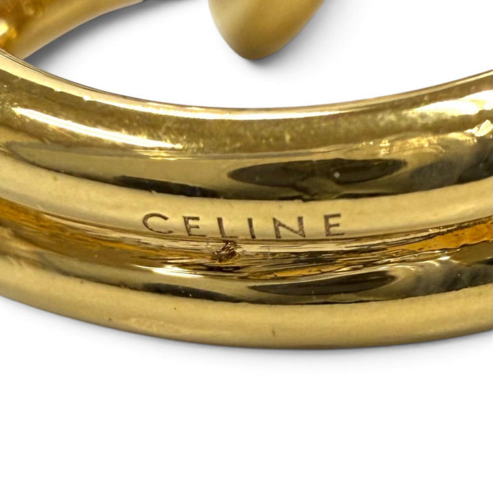 極美品★CELINE セリーヌ 461FW6BRA ノット ダブル リング 指輪 ゴールド 50 JP10号相当 イタリア製 レディース 箱・保存袋付き