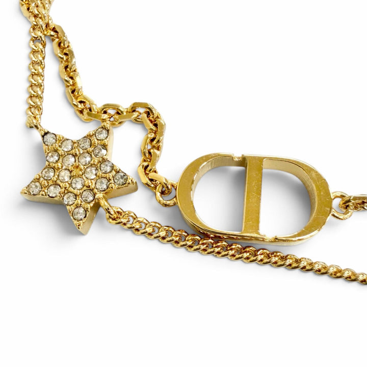美品△DIOR ディオール B1133PMTCY Petit CD プチ CD ダブルブレスレット クリスタル スター アクセサリー ゴールド レディース 箱・袋付