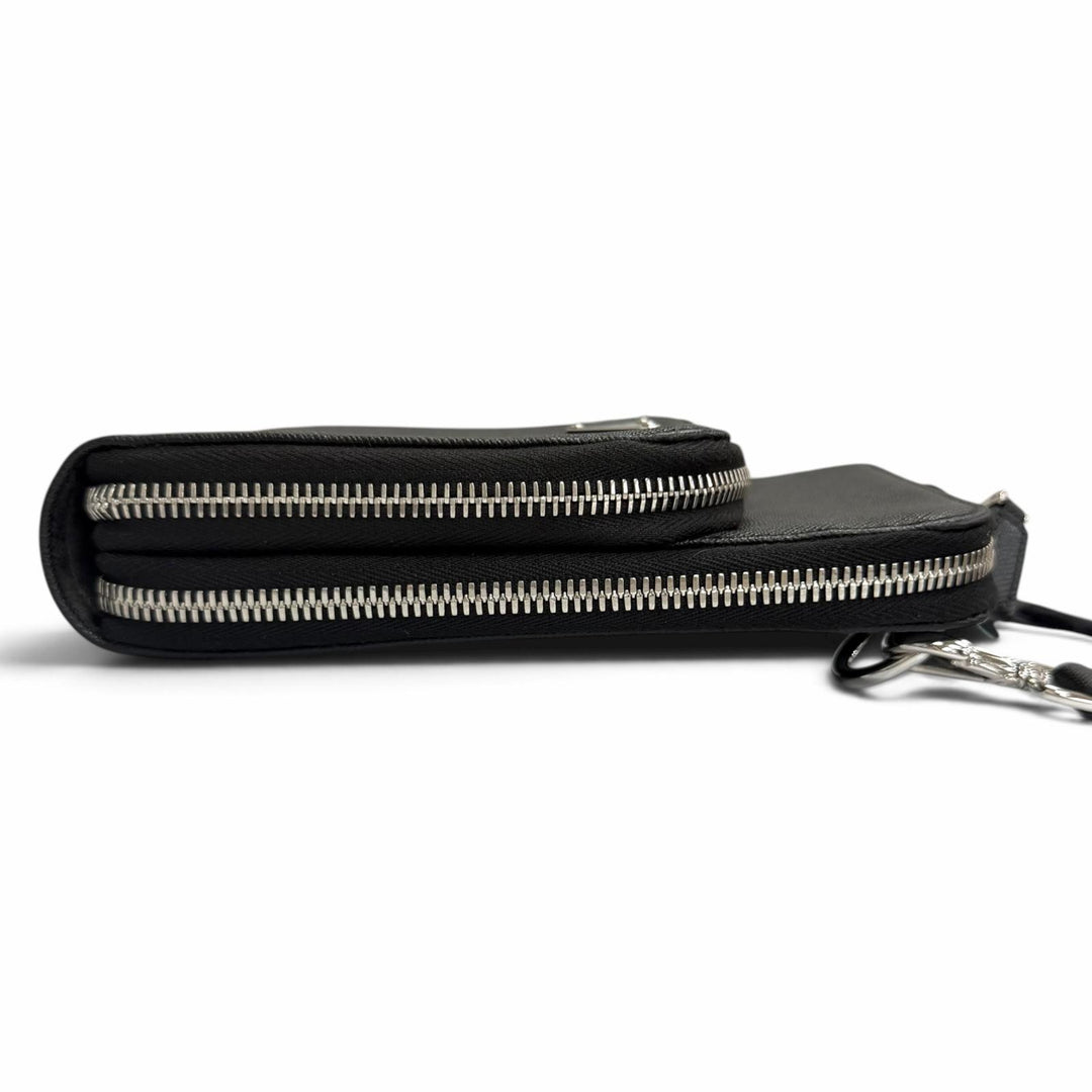 良品□PRADA プラダ 2ZH126 サフィアーノレザー トライアングルロゴ スマートフォンケース ショルダーバッグ イタリア製 定価280500円