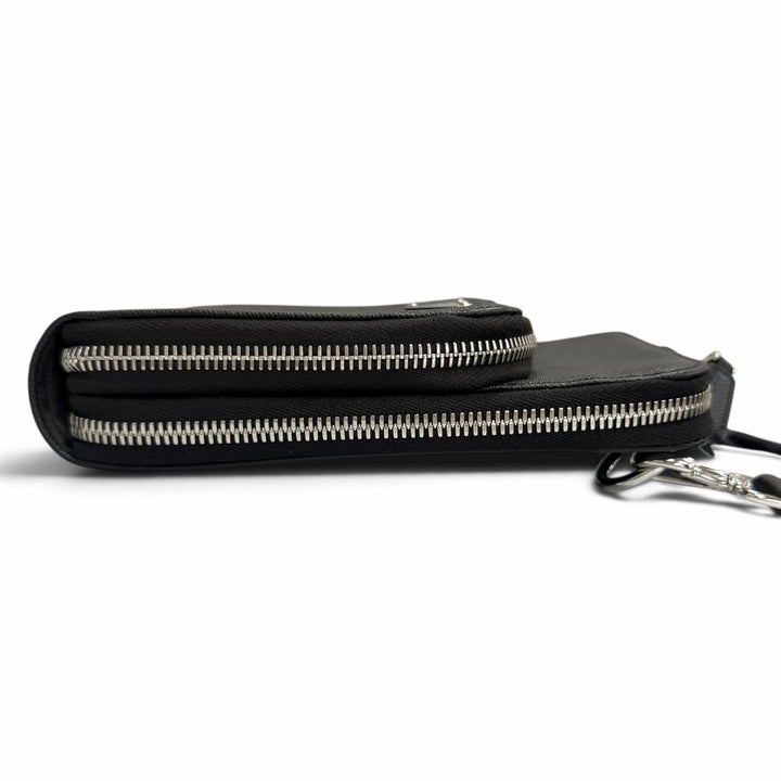 良品□PRADA プラダ 2ZH126 サフィアーノレザー トライアングルロゴ スマートフォンケース ショルダーバッグ イタリア製 定価280500円