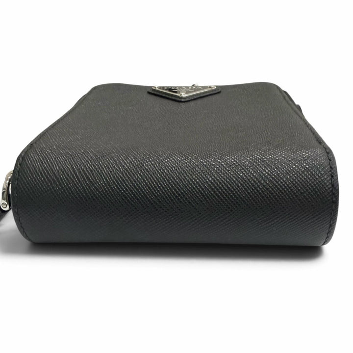 良品□PRADA プラダ 2ZH126 サフィアーノレザー トライアングルロゴ スマートフォンケース ショルダーバッグ イタリア製 定価280500円