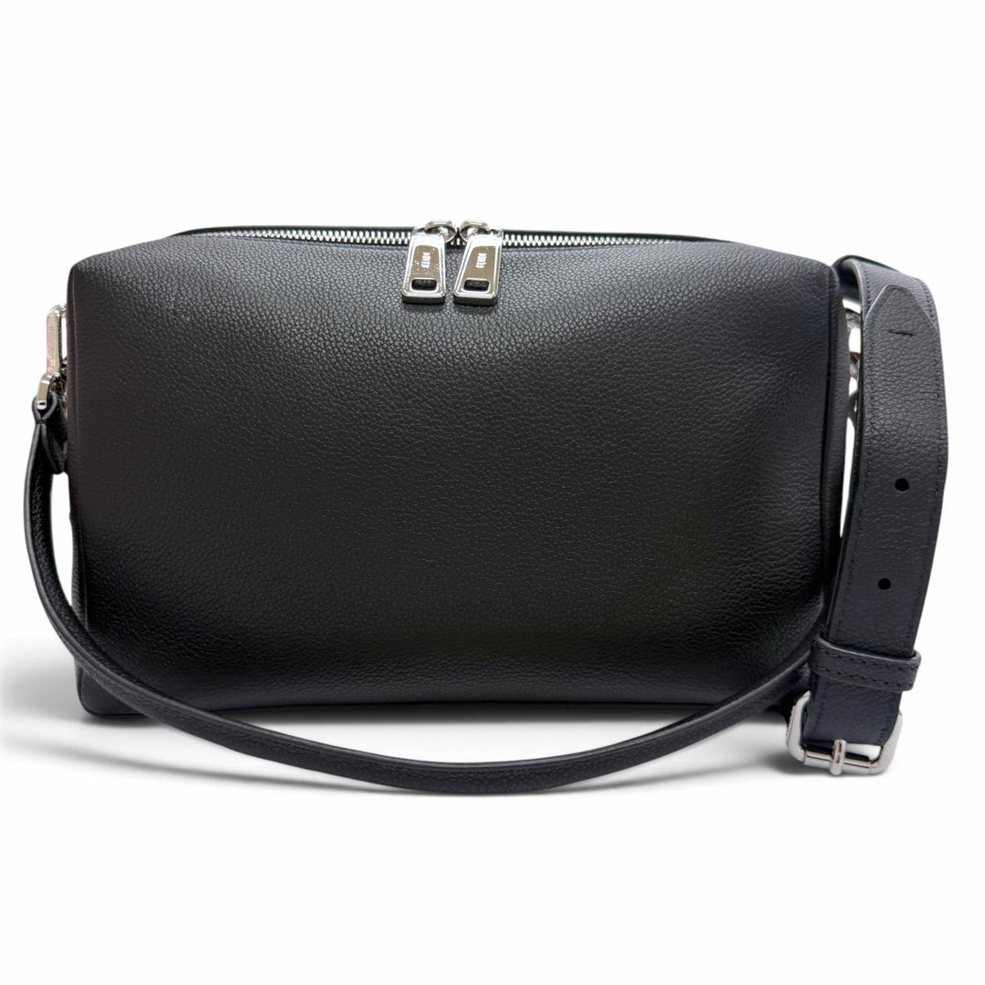 極美品▼FENDI フェンディ 7VA672 フルグレインカーフレザー ルイ ミディアム FFメタル 2WAY ショルダーバッグ ブラック 定価397100円