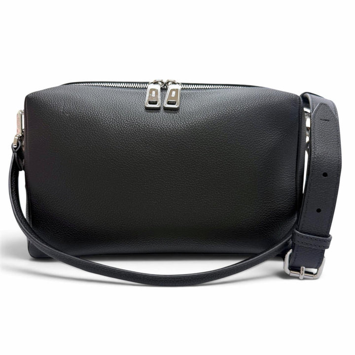 極美品▼FENDI フェンディ 7VA672 フルグレインカーフレザー ルイ ミディアム FFメタル 2WAY ショルダーバッグ ブラック 定価397100円