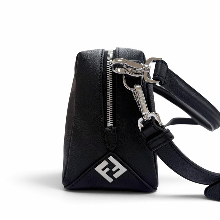 極美品▼FENDI フェンディ 7VA672 フルグレインカーフレザー ルイ ミディアム FFメタル 2WAY ショルダーバッグ ブラック 定価397100円