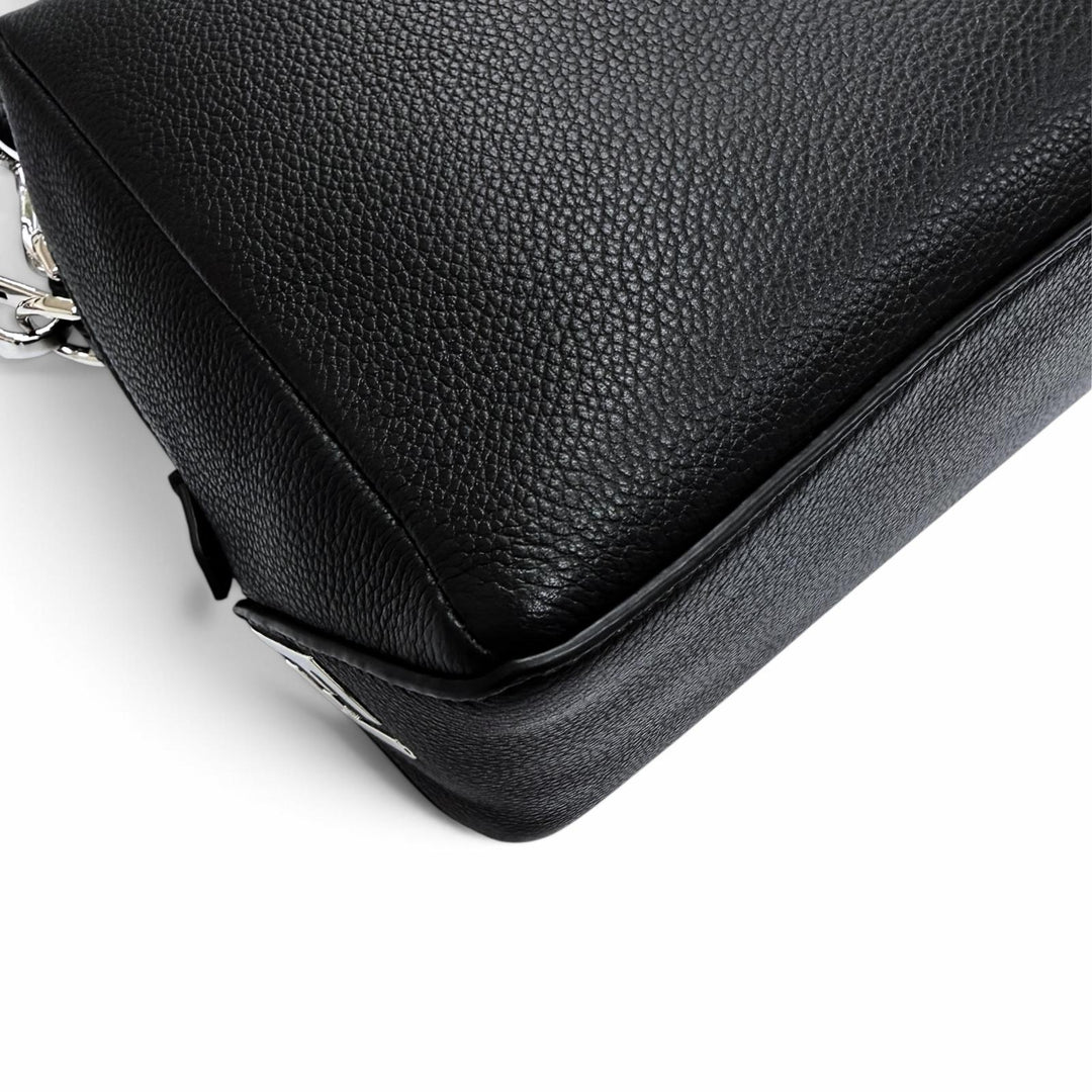 極美品▼FENDI フェンディ 7VA672 フルグレインカーフレザー ルイ ミディアム FFメタル 2WAY ショルダーバッグ ブラック 定価397100円