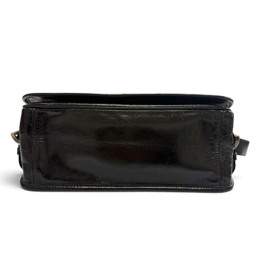 美品▼PRADA プラダ 2VD073 ソフトルックスレザー トライアングルロゴ 三角プレート ショルダーバッグ ブラック イタリア製 定価522500円