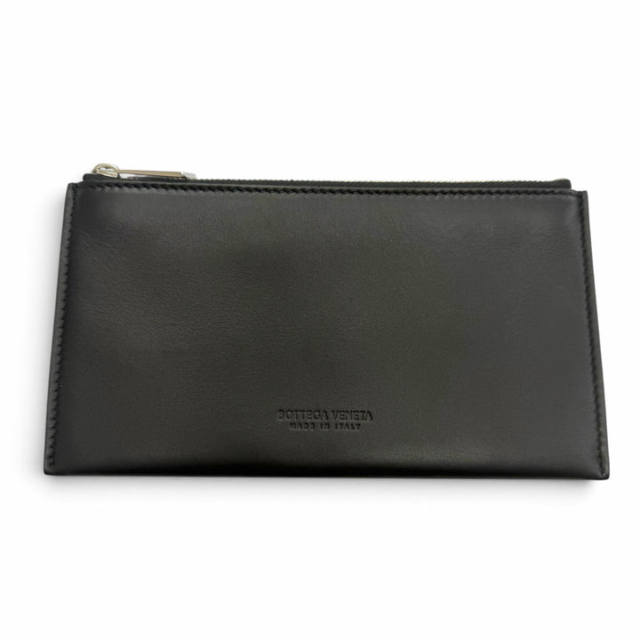 極美品▼BOTTEGAVENETA ボッテガヴェネタ 649916 レザー イントレチャート ポーチ付き セカンドバッグ クラッチバッグ ブラック メンズ