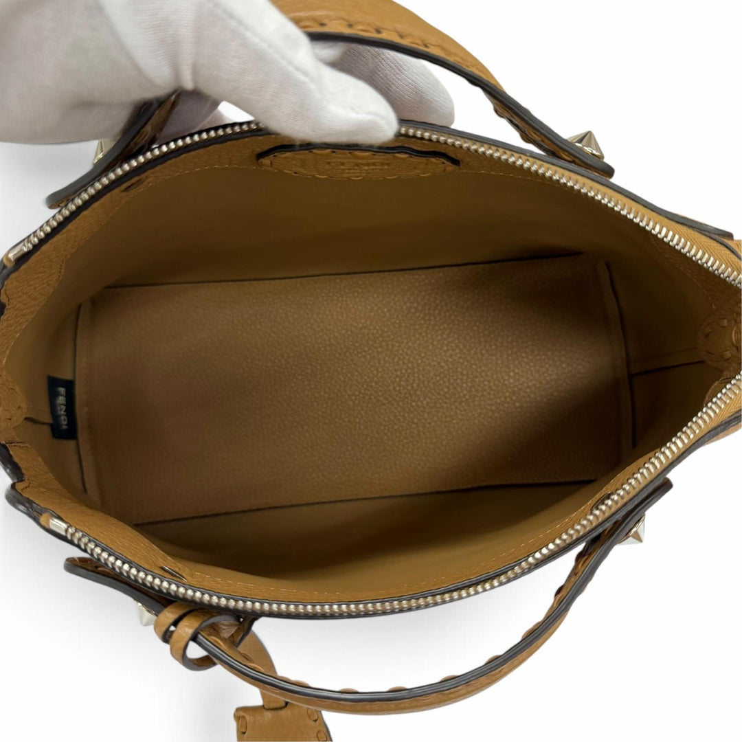 美品★FENDI フェンディ 8BL155 バイザウェイ セレリア ミディアム グレインカーフレザー ベージュ 2WAY ショルダーバッグ 定価416900円