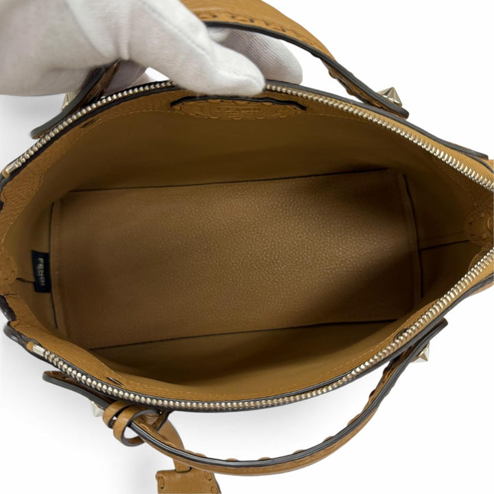 美品★FENDI フェンディ 8BL155 バイザウェイ セレリア ミディアム グレインカーフレザー ベージュ 2WAY ショルダーバッグ 定価416900円