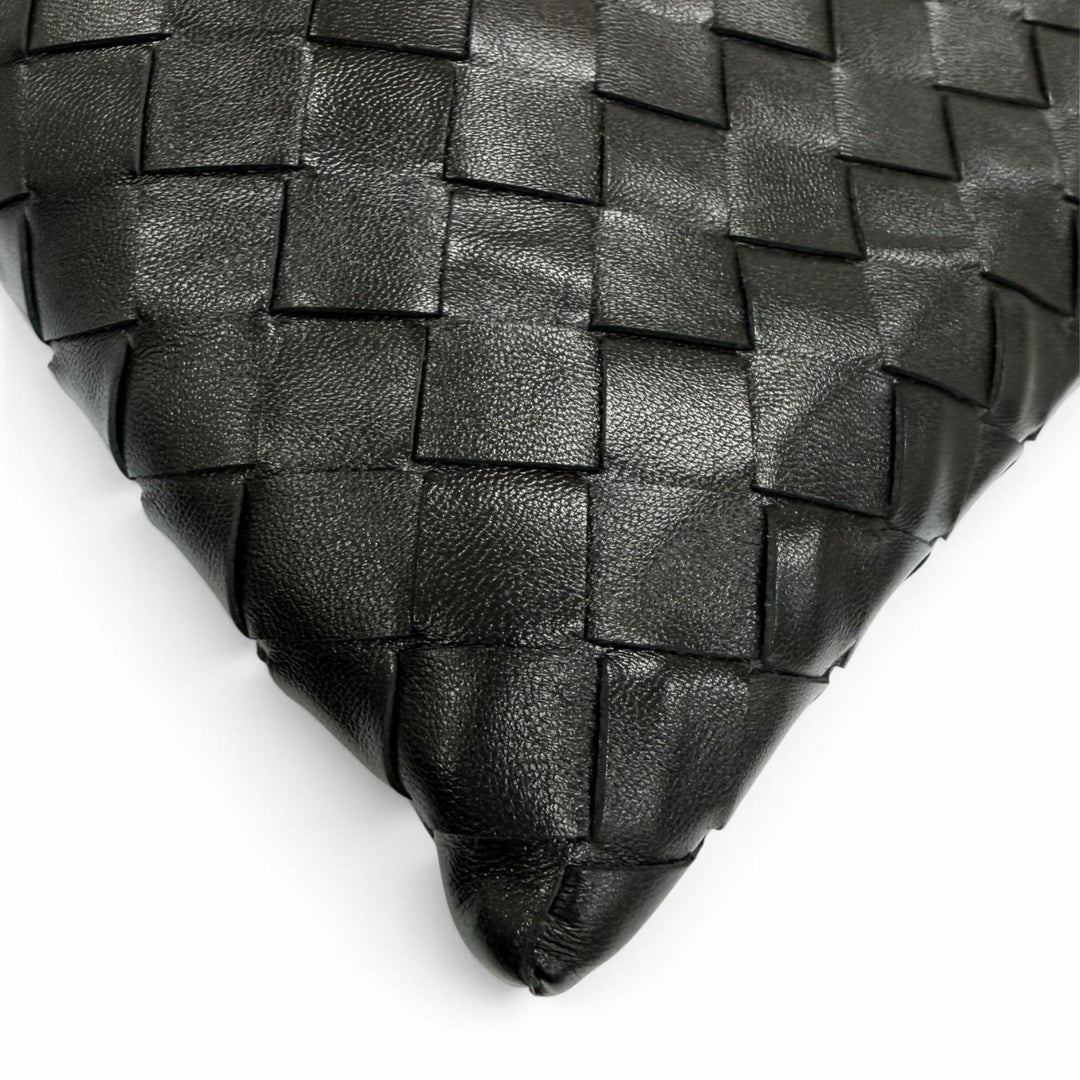 極美品☆BOTTEGAVENETA ボッテガヴェネタ 777586 イントレチャート ミニ ホップ レザー 2WAYショルダーバッグ ハンドバッグ ブラック