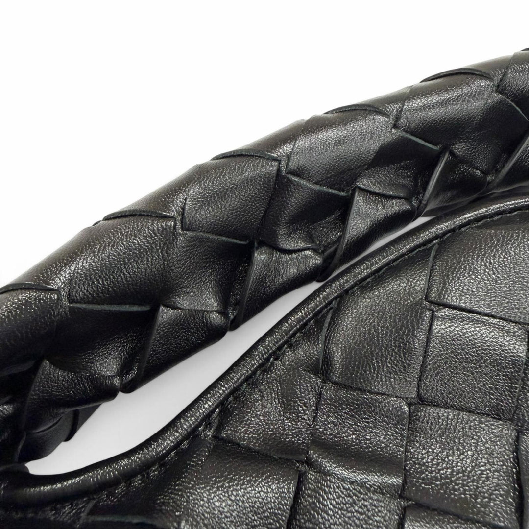 極美品☆BOTTEGAVENETA ボッテガヴェネタ 777586 イントレチャート ミニ ホップ レザー 2WAYショルダーバッグ ハンドバッグ ブラック