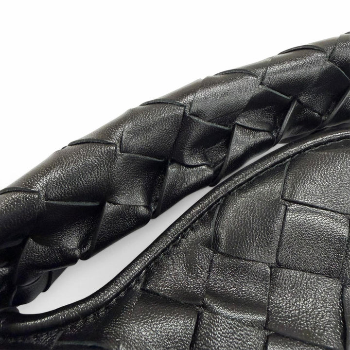 極美品☆BOTTEGAVENETA ボッテガヴェネタ 777586 イントレチャート ミニ ホップ レザー 2WAYショルダーバッグ ハンドバッグ ブラック