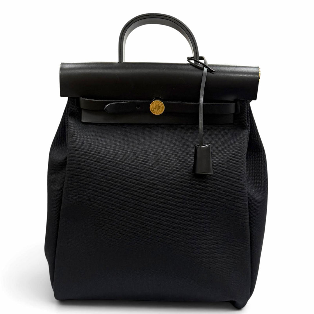 良品★HERMES エルメス エールバッグ ジップ アド PM ブラック トワルミリタリー ヴァッシュハンター リュックサック Z刻印 袋付