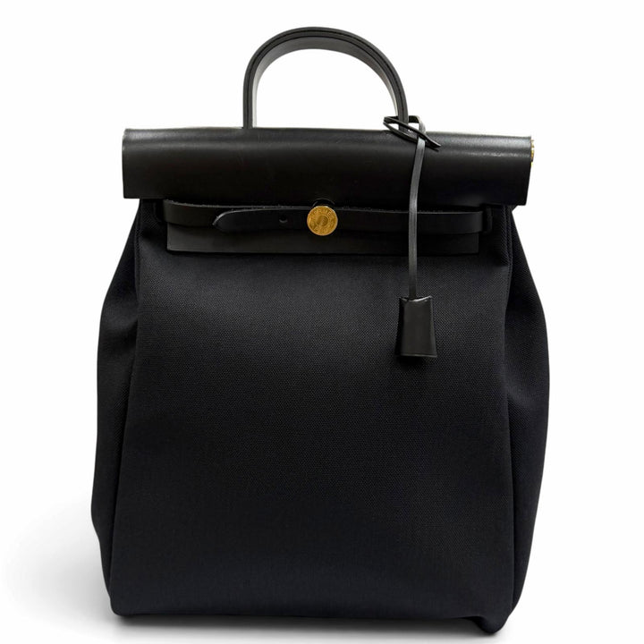 良品★HERMES エルメス エールバッグ ジップ アド PM ブラック トワルミリタリー ヴァッシュハンター リュックサック Z刻印 袋付