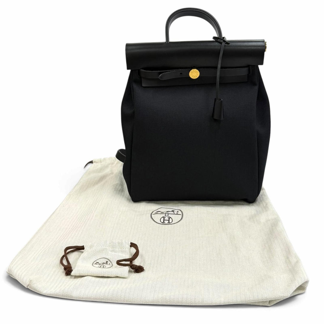 良品★HERMES エルメス エールバッグ ジップ アド PM ブラック トワルミリタリー ヴァッシュハンター リュックサック Z刻印 袋付