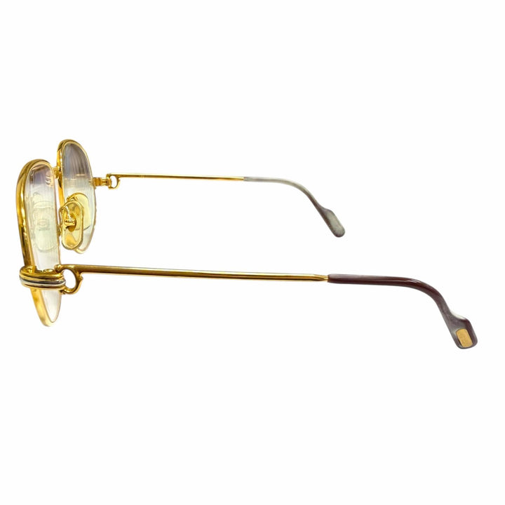人気□Cartier カルティエ トリニティ 2Cデコール メガネ 眼鏡 アイウェア ゴールド ボルドー 56□16-130 度入り フランス製 メンズ