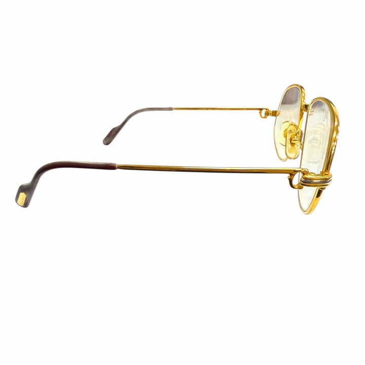 人気□Cartier カルティエ トリニティ 2Cデコール メガネ 眼鏡 アイウェア ゴールド ボルドー 56□16-130 度入り フランス製 メンズ