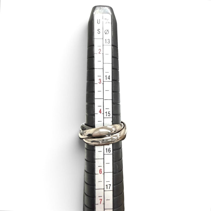 極美品□Cartier カルティエ 750 トリニティ 三連 セラミック リング 指輪 ホワイトゴールド 48 (JP9号相当) 重量6.4g レディース