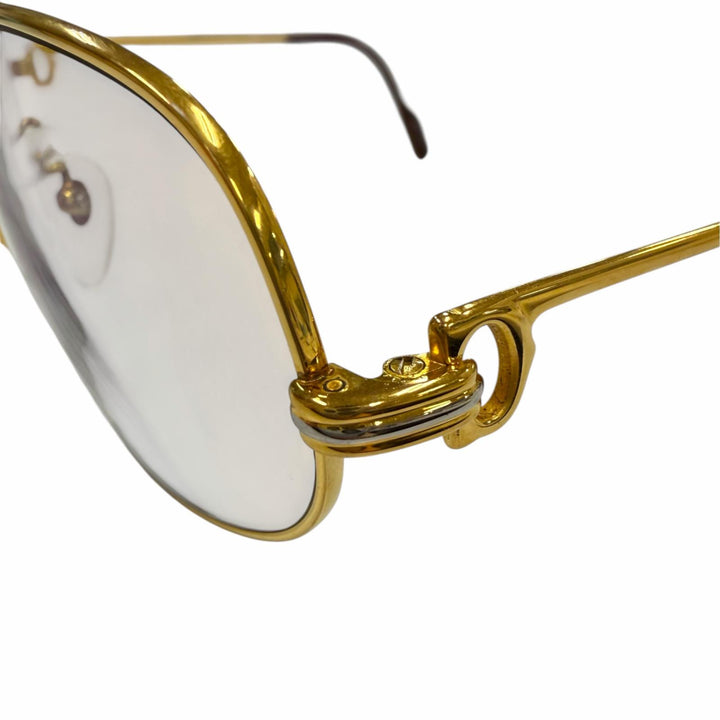 良品▼Cartier カルティエ トリニティ ロゴ金具 メガネ 眼鏡 アイウェア ゴールド ボルドー 58□18 135 度入り 仏製 メンズ レディース