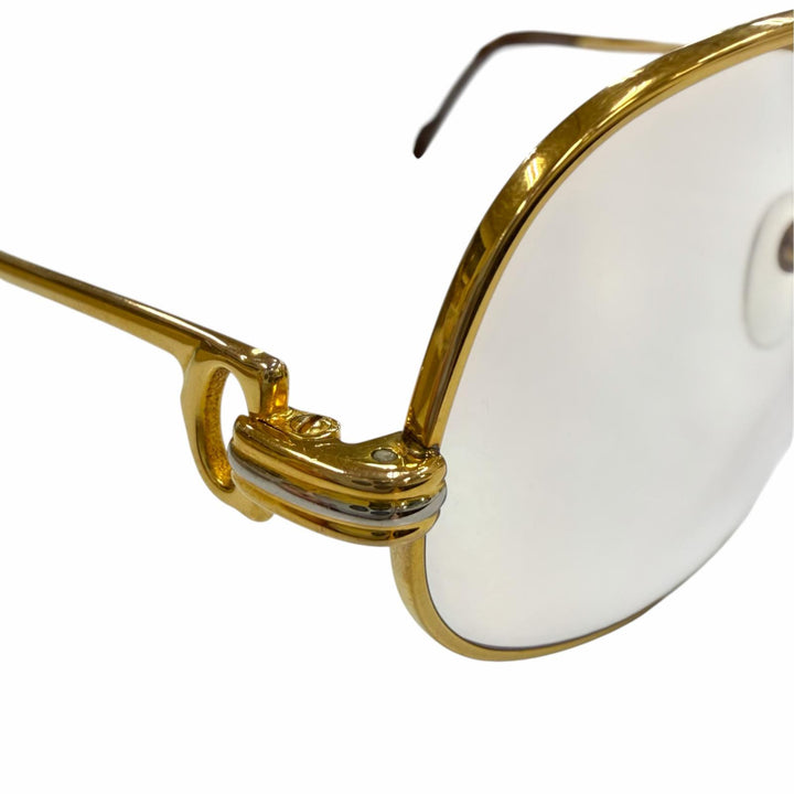 良品▼Cartier カルティエ トリニティ ロゴ金具 メガネ 眼鏡 アイウェア ゴールド ボルドー 58□18 135 度入り 仏製 メンズ レディース