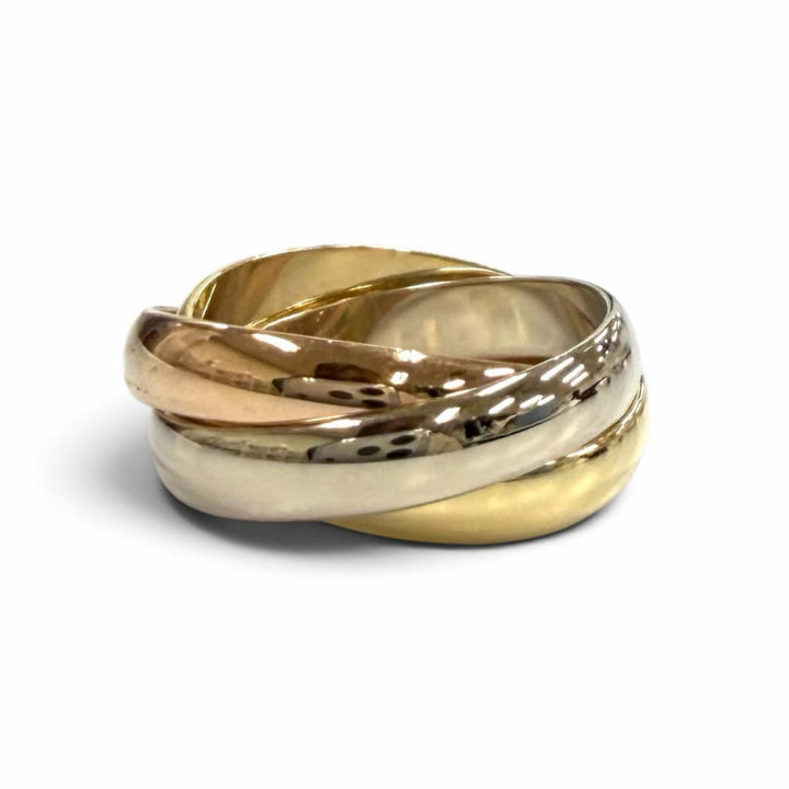 極美品★Cartier カルティエ トリニティ リング クラシックモデル 750(YG PG WG) 指輪 アクセサリー 48(JP8号相当) 重量6.38g