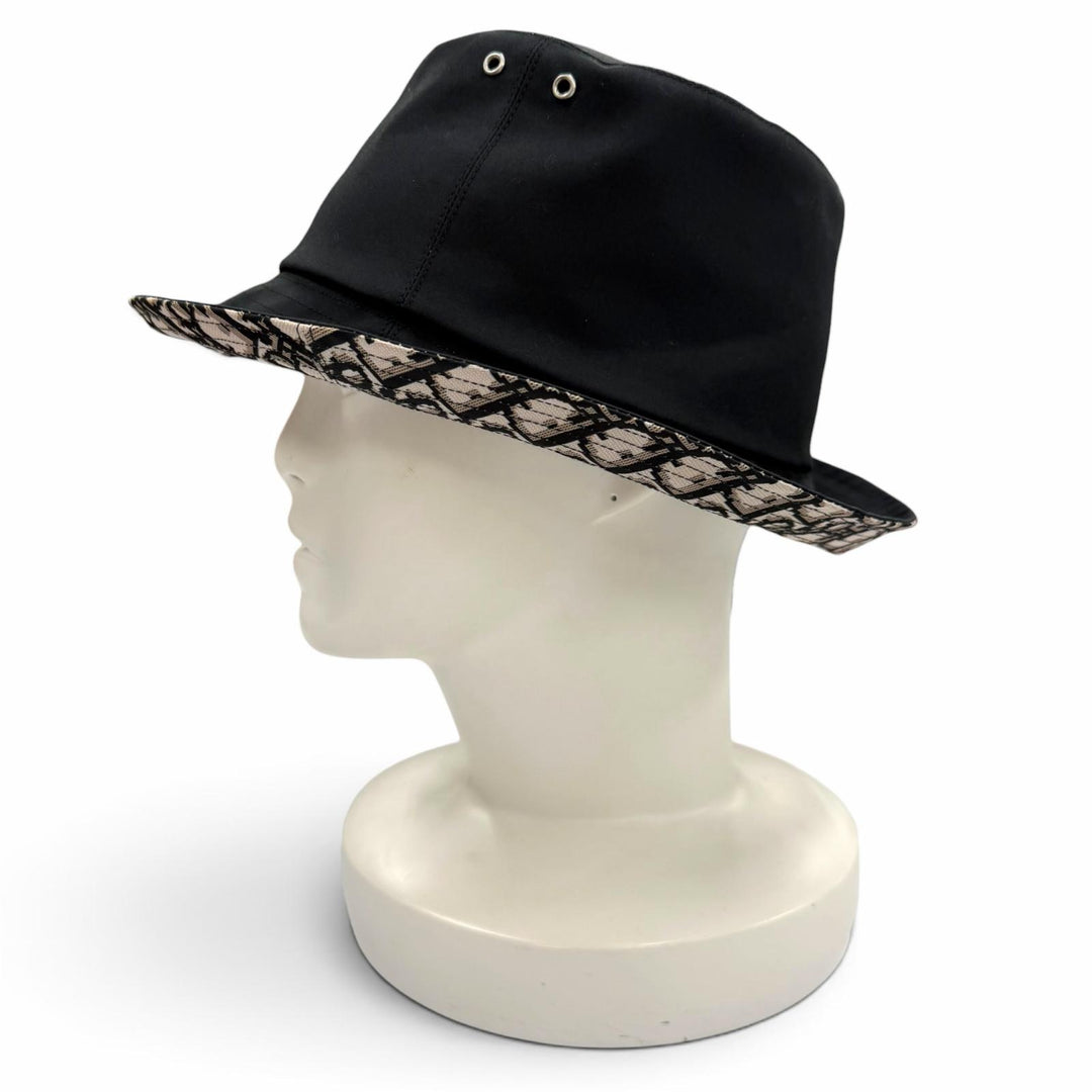美品▼Christian Dior クリスチャンディオール 95TDD923A130 オブリーク トロッター リバーシブル バケットハット ブラック 56 正規品