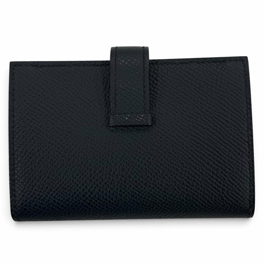 未使用品☆HERMES エルメス ベアン ミニ ヴォーエプソン ブルーインディゴ ゴールド金具 二つ折り財布 U刻印 フランス製 レディース 箱付