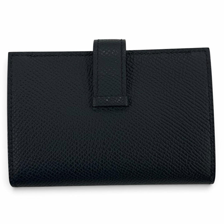 未使用品☆HERMES エルメス ベアン ミニ ヴォーエプソン ブルーインディゴ ゴールド金具 二つ折り財布 U刻印 フランス製 レディース 箱付