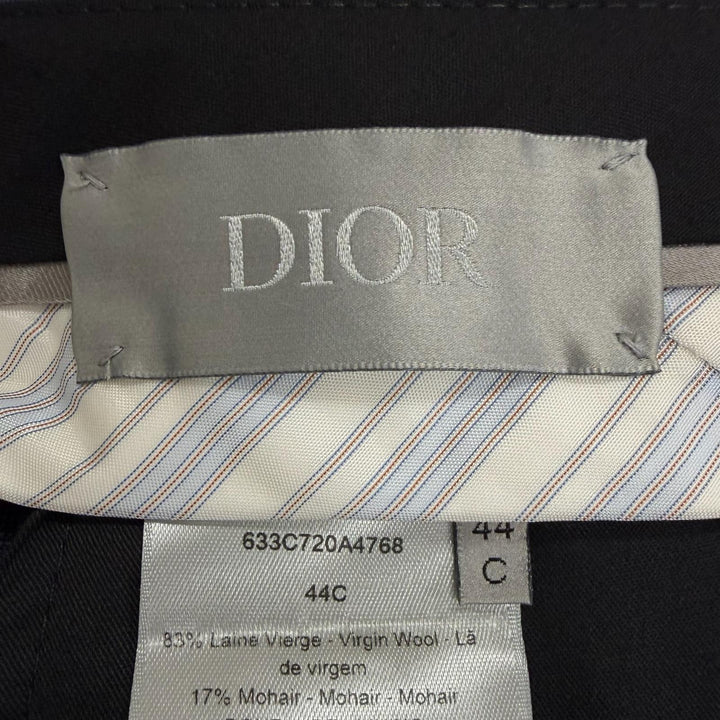 未使用品□DIOR ディオール オム 633C720A4768 ウール モヘア シングル スラックス トラウザーズ ネイビー 44C イタリア製 正規品 メンズ