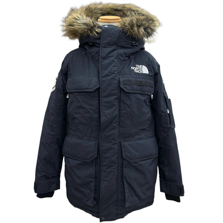 美品▼THE NORTH FACE ザ・ノースフェイス ND91920 Southern Cross Parka ロゴ刺繍 ファー付き フーデッド ダウンジャケット M 正規品