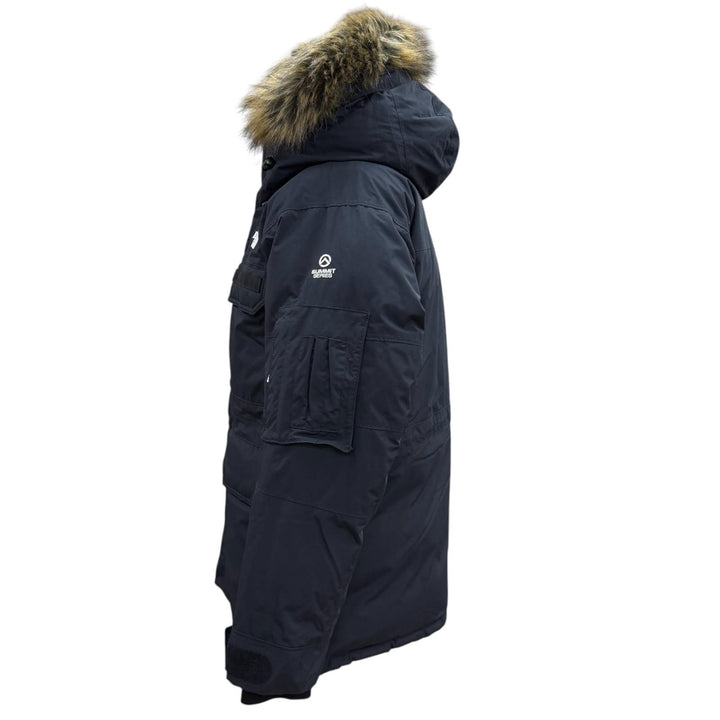 美品▼THE NORTH FACE ザ・ノースフェイス ND91920 Southern Cross Parka ロゴ刺繍 ファー付き フーデッド ダウンジャケット M 正規品
