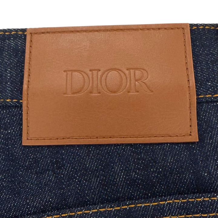極美品▼DIOR ディオール オム 193DS10J226X オブリーク レザーパッチ ボタンフライ デニムパンツ インディゴ 28 伊製 正規品 メンズ