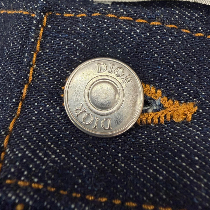 極美品▼DIOR ディオール オム 193DS10J226X オブリーク レザーパッチ ボタンフライ デニムパンツ インディゴ 28 伊製 正規品 メンズ