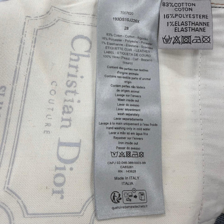 極美品▼DIOR ディオール オム 193DS10J226X オブリーク レザーパッチ ボタンフライ デニムパンツ インディゴ 28 伊製 正規品 メンズ