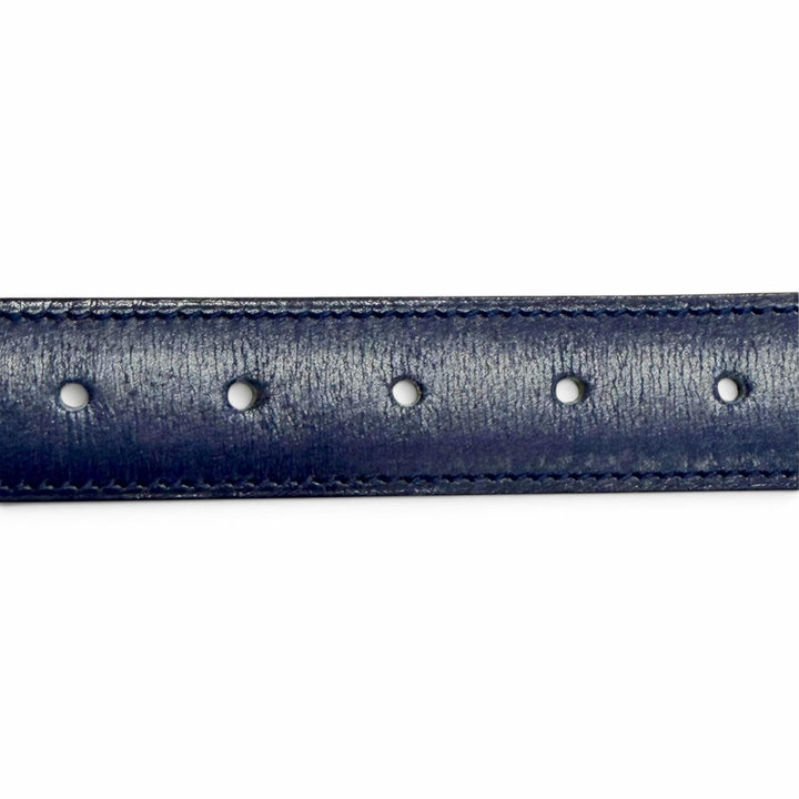 良品△HERMES エルメス ヴィンテージ 1993年製 シルバー・ゴールド金具 レザー ベルト ネイビーブルー 75 ○W刻印 フランス製 レディース