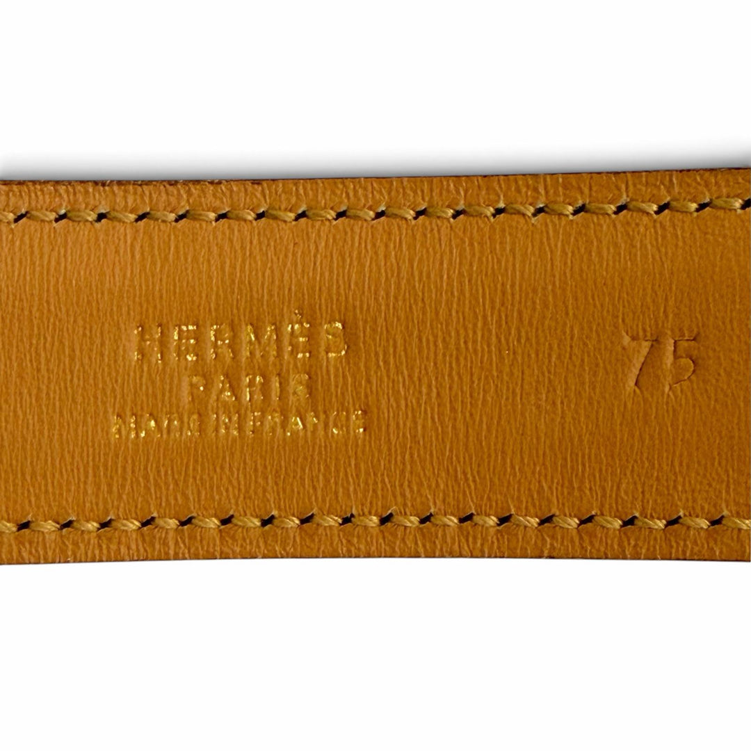 良品△HERMES エルメス ヴィンテージ 1993年製 シルバー・ゴールド金具 レザー ベルト ネイビーブルー 75 ○W刻印 フランス製 レディース