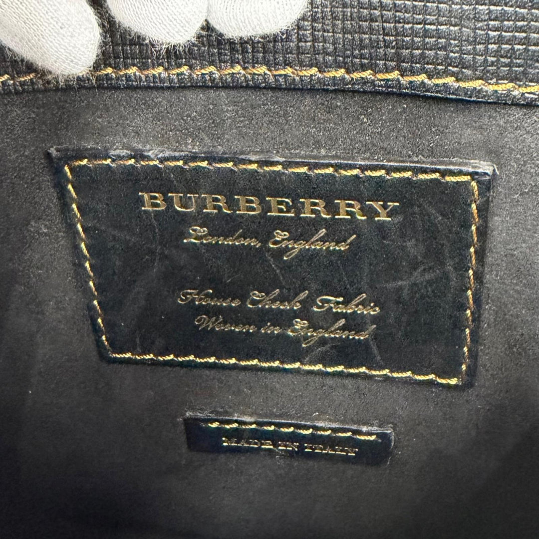 極美品★BURBERRY バーバリー BURBERRY PRORSUM レザー使い バーバリーチェック フラップ ショルダーバッグ ブラウン 伊製 保存袋付き